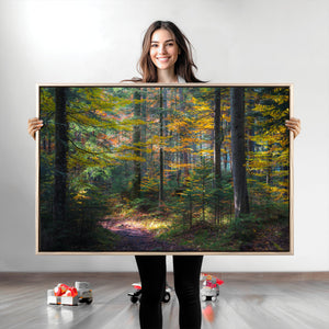 Autumn Forest Wall Art Canvas Print – Framed Fall Woodland