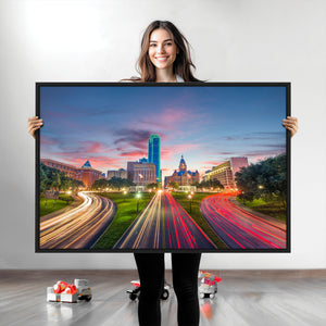 Dallas City Lights Large Wall Art Dallas Cityscape Canvas