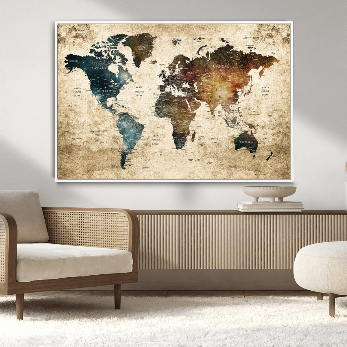 World Map Canvas Print – Detailed Map of the World Wall Art