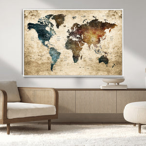 World Map Canvas Print – Detailed Map of the World Wall Art
