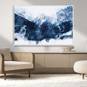 Abstract Blue Mountain Canvas Wall Art – Modern Triptych