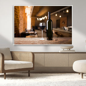 Wine and Bottle Wall Art Canvas Print