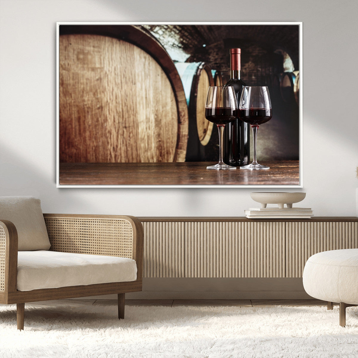 Wine and Barrel Wall Art Canvas Print