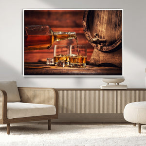 Whiskey and Cigar Canvas Wall Art | 3 Panel Bar Room Decor
