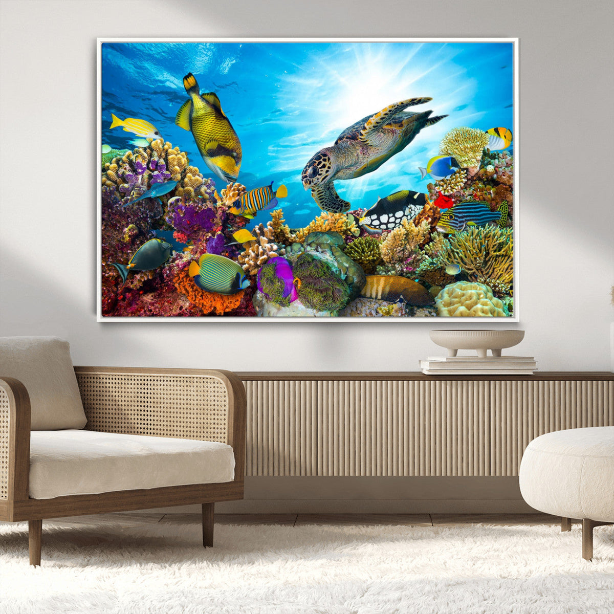 Aquatic Life Sea Turtles Fish Wall Art Canvas Print