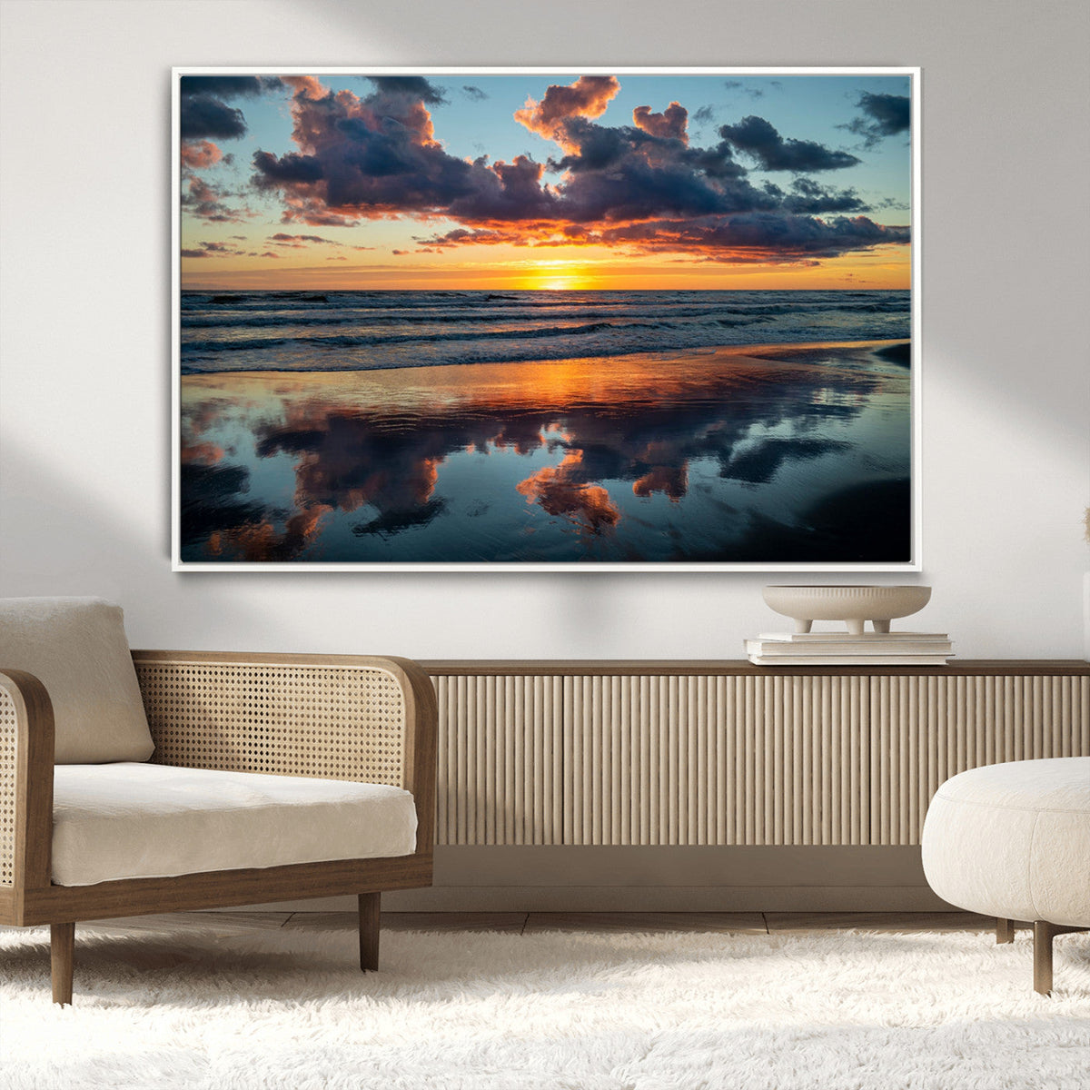 Beach Sunset Print - Stunning Ocean Canvas Artwork with