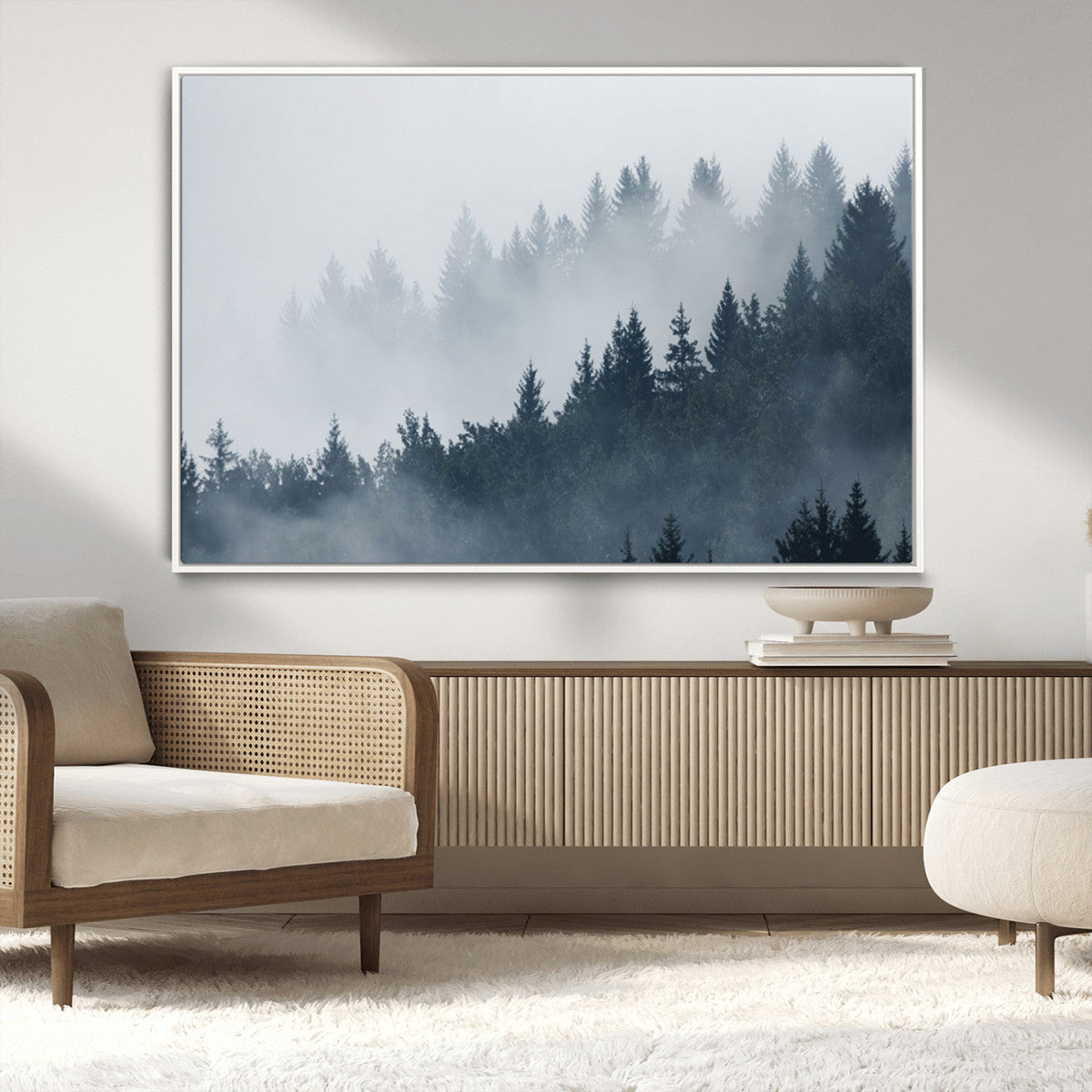 Foggy Pine Forest Wall Art Canvas Print
