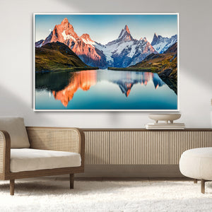 Landscape Mountain and Lake View Wall Art Canvas Print