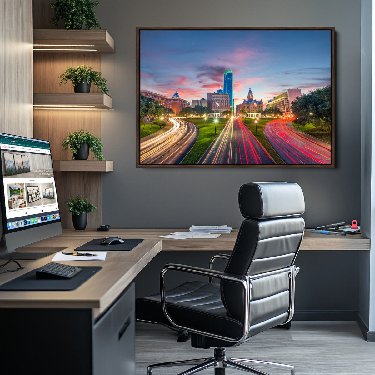 Dallas City Lights Large Wall Art Dallas Cityscape Canvas