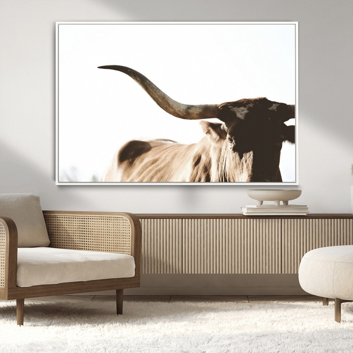 Texas Longhorn Wall Art Canvas Print | 3-Panel Large