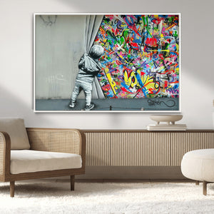Banksy Colorful Street Graffiti Canvas Wall Art Print,