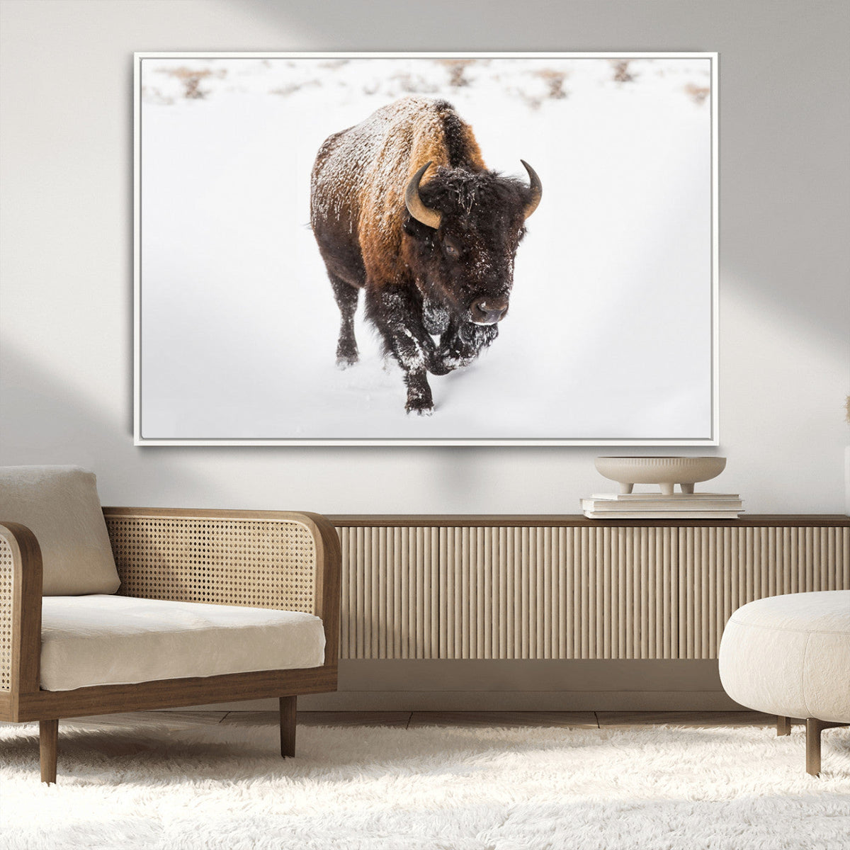 Bison Winter Wall Art Canvas Print For Farmhouse Decor