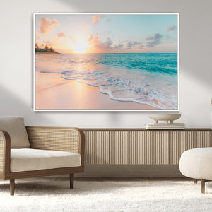 Beach Sunrise Wall Art, Coastal Seascape Canvas Print, Ocean