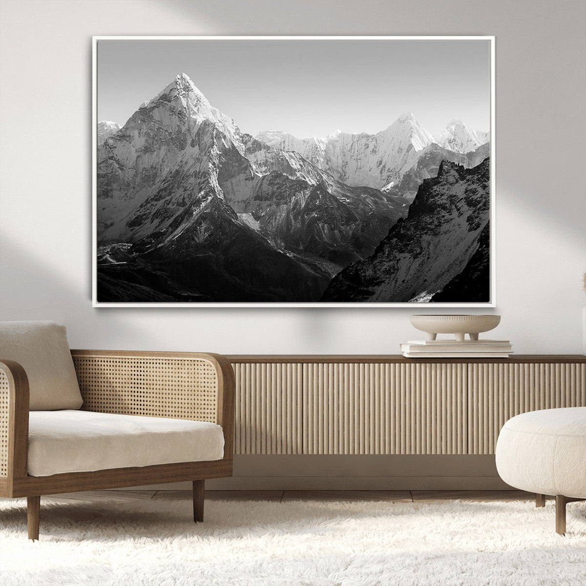Everest Himalaya Mountain Peaks Black & White Triptych