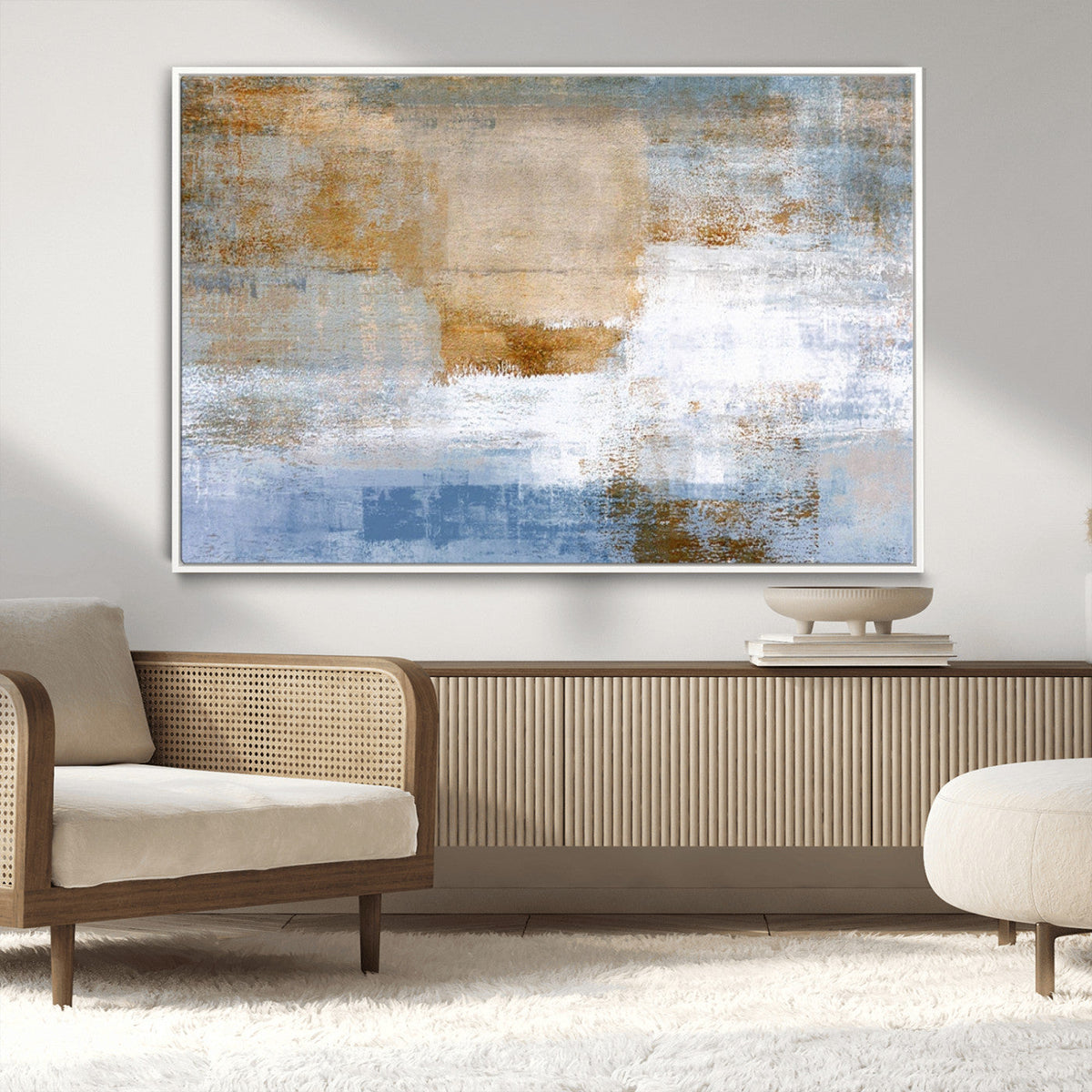 Blue Multi Panel Abstract Wall Art Canvas, Abstract Blue and