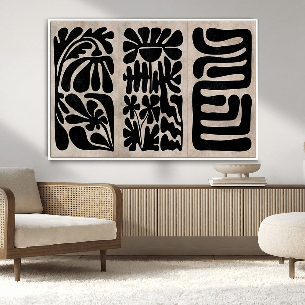 Canvas Print Wall Art Abstract Art Boho, Framed Boho Art