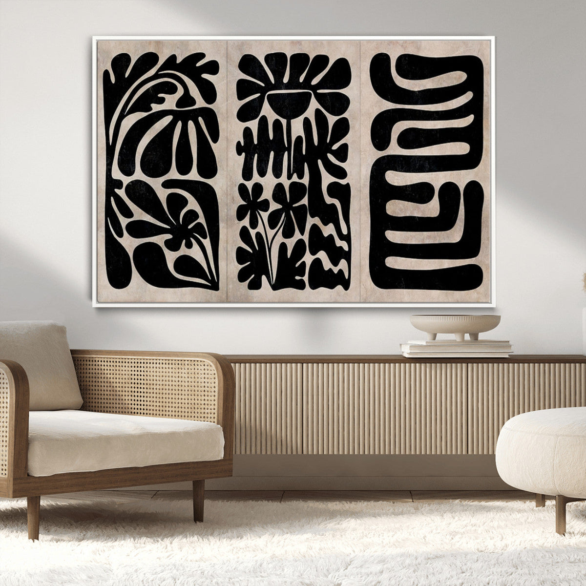 Canvas Print Wall Art Abstract Art Boho, Framed Boho Art