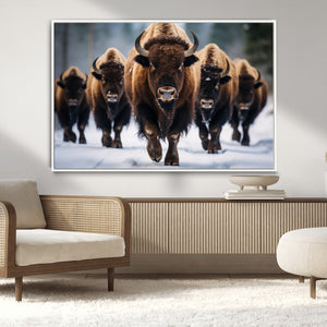 Buffalo Wall Art Canvas Print, American Bison Herd Wall Art