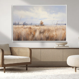 Golden Fields Wall Art Print Canvas – Serene Landscape of