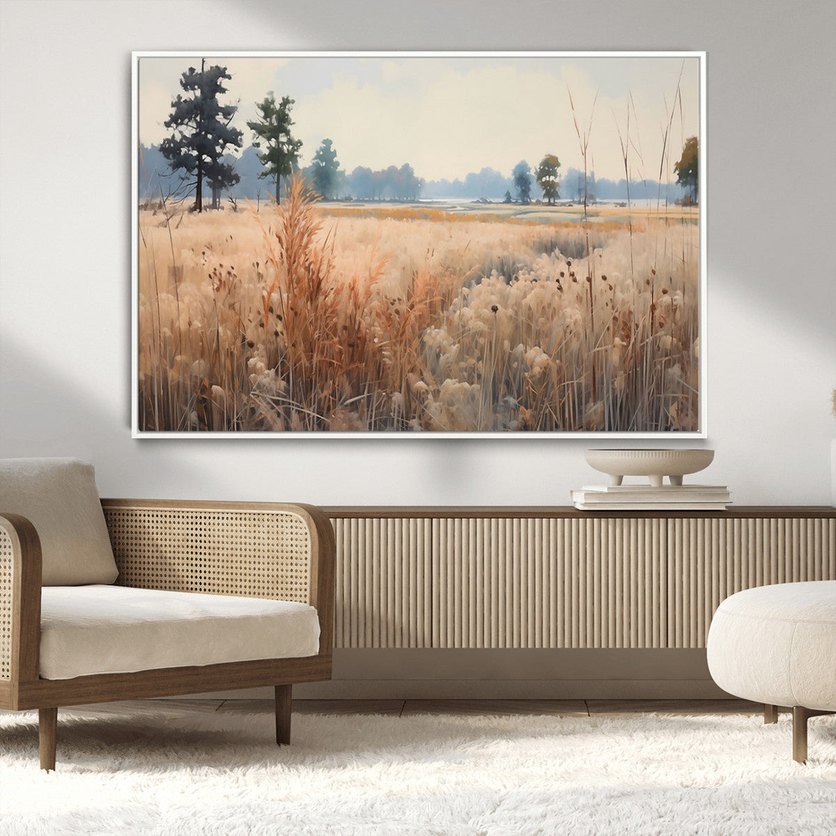 Golden Fields Canvas Wall Art Print – Serene Landscape of