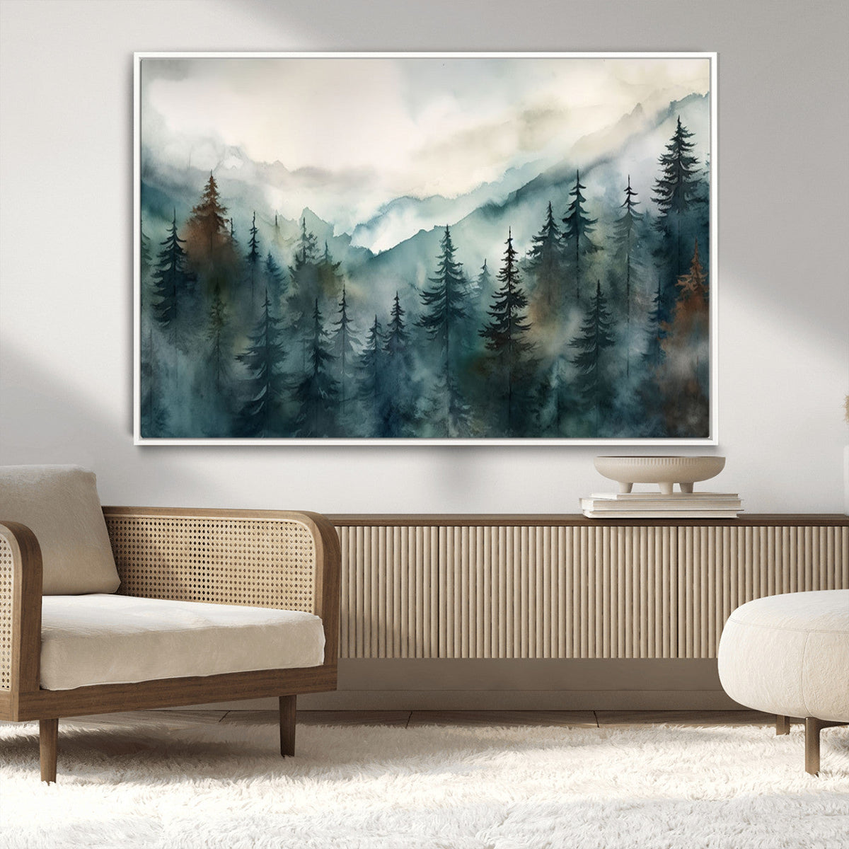 Serenity Forest Wall Art Canvas | Foggy Mountain Landscape