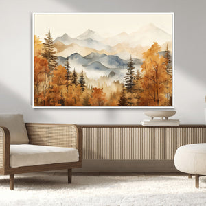 Golden Autumn Forest Wall Art Canvas | Mountain Landscape