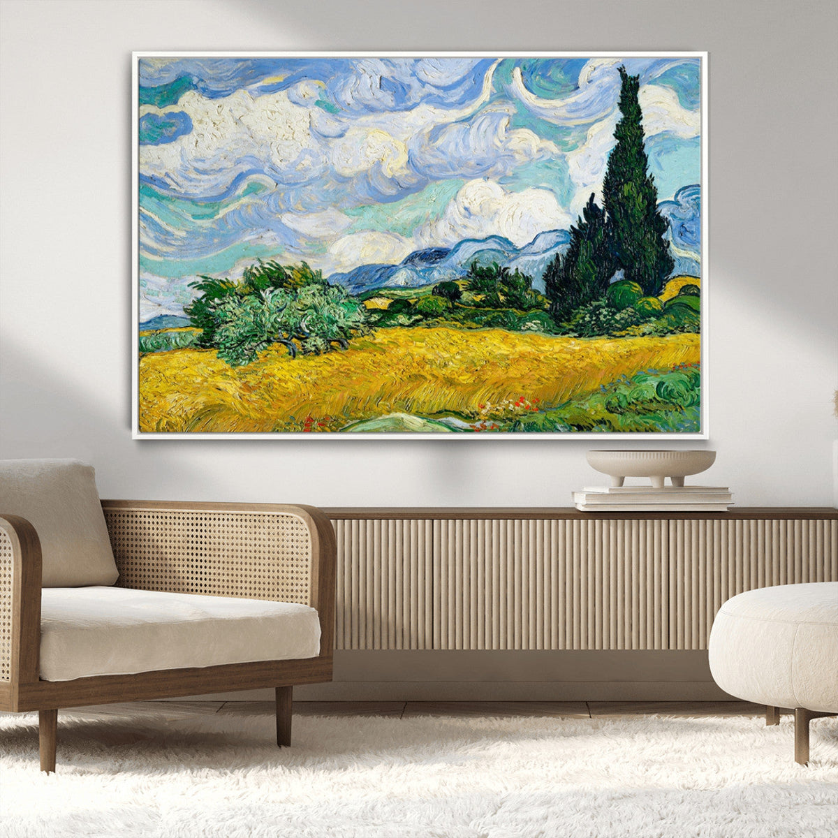 Wheatfield With Cypresses By Van Gogh Painting Wall Art