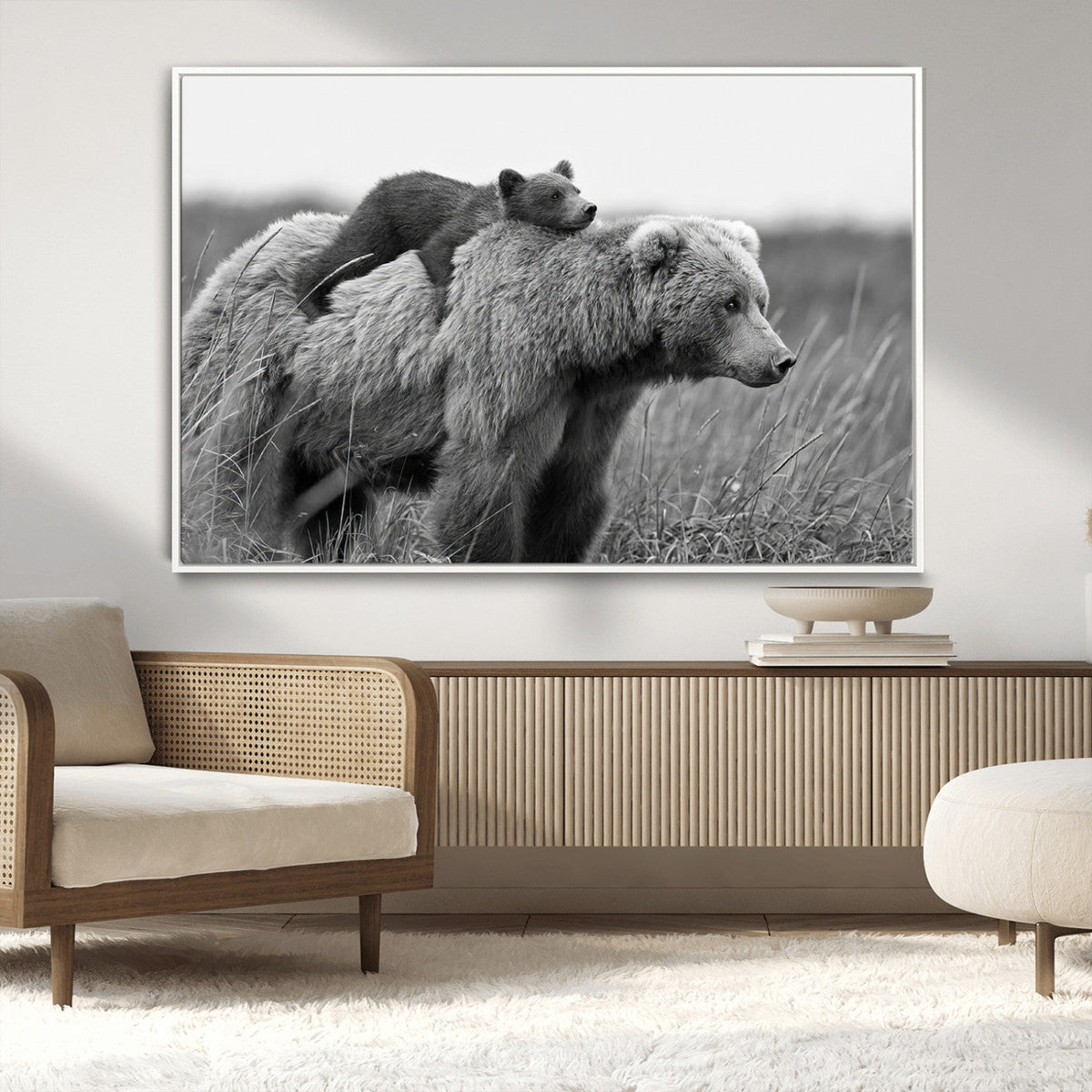 Bear and Cub Wall Art Canvas | 399 Bear Cub