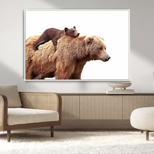 Mother and Baby Bear Canvas Wall Art - Adorable Wildlife