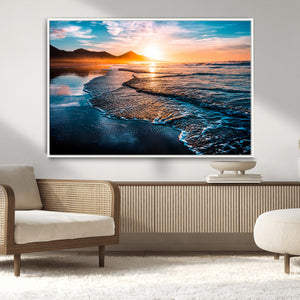 Sunset Beach Ocean Canvas Wall Art – Tranquil Ocean