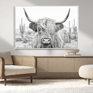Rustic Charm | Cow Longhorn Black White Bighorn Wall Art