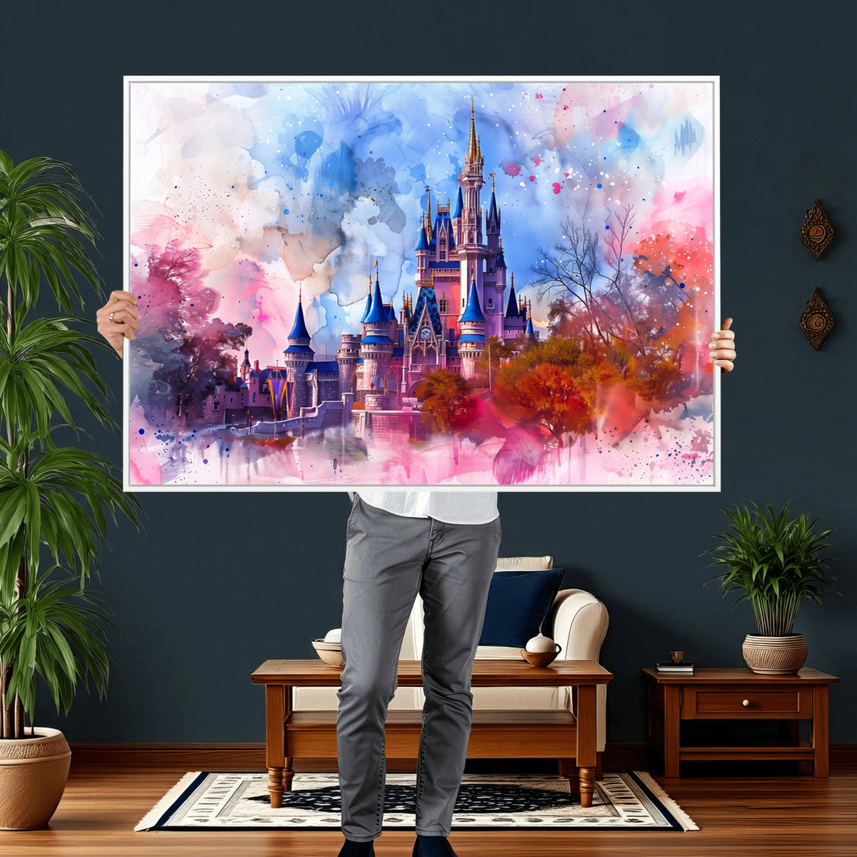 Disney Wall Art: Dreamy Watercolor Cinderella Castle Canvas