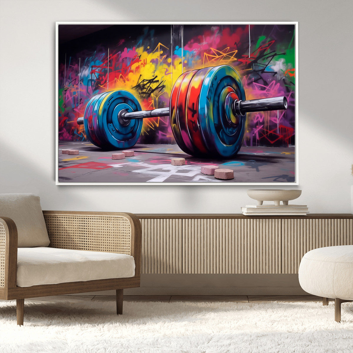 Abstract Graffiti Barbell Canvas Wall Art – Urban Fitness