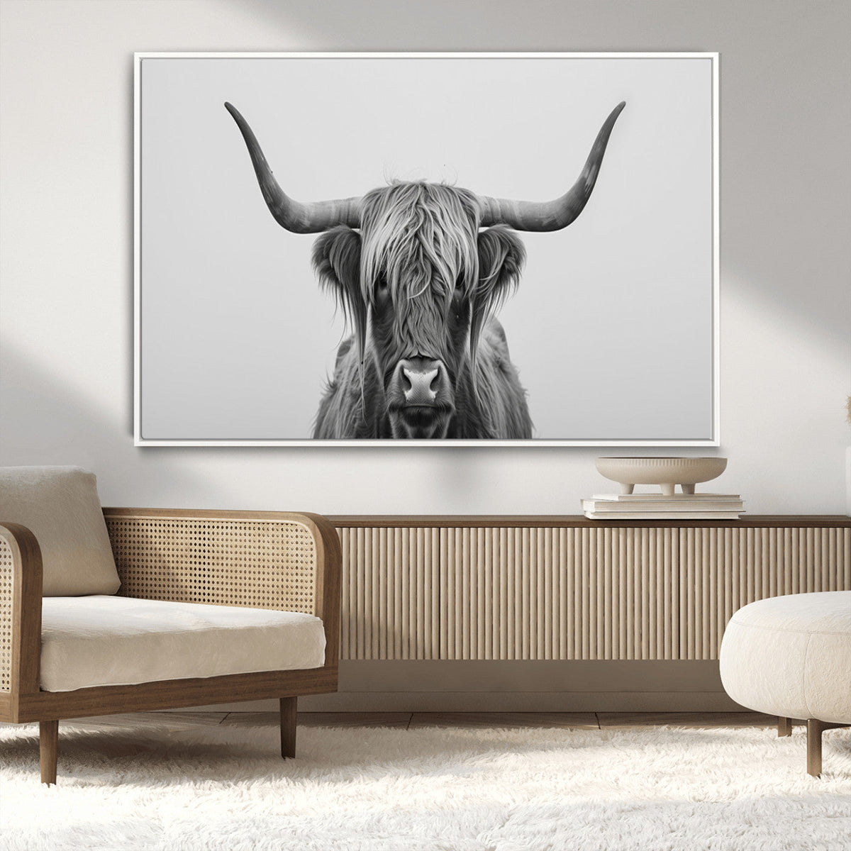 Farmhouse Longhorn Wall Art Canvas Print, Longhorn Texas