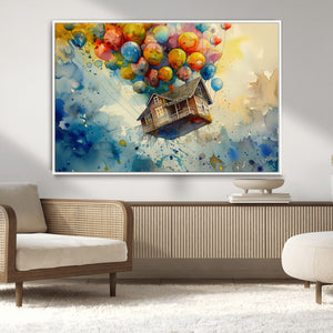 UP-Inspired Floating House with Balloons Canvas Art –