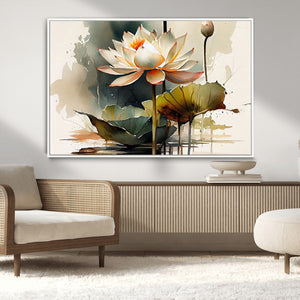 Lotus Flower Watercolor Canvas Print – A Symbol of Serenity