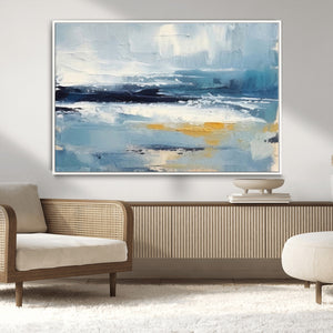 Abstract Ocean Canvas Wall Art - Coastal Blue and Gold