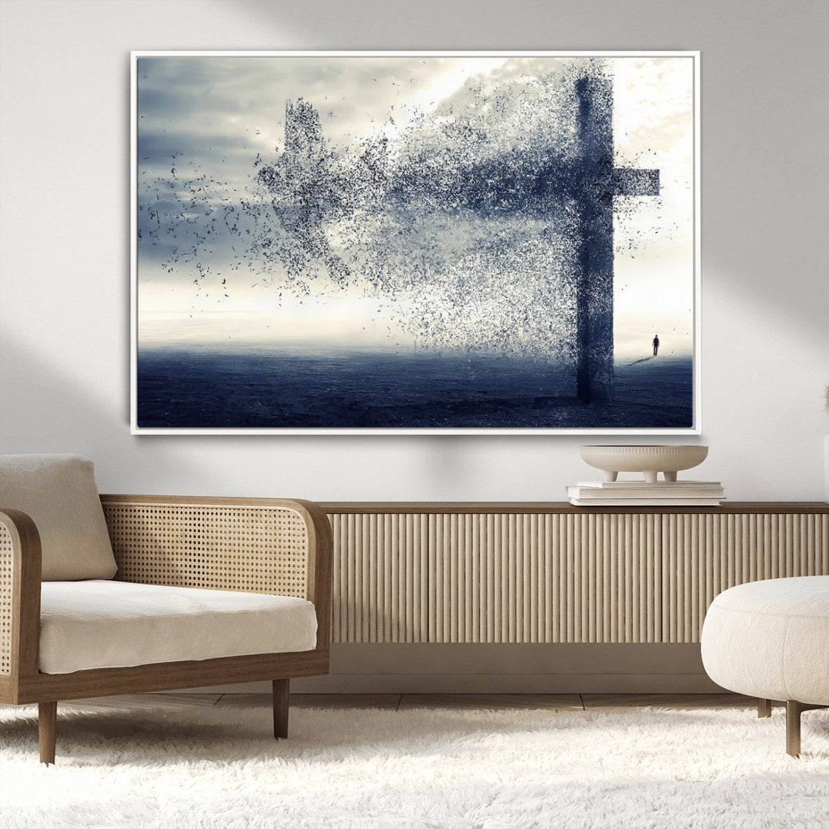 Jesus and the Fading Cross Wall Art Print – Symbol of Faith,