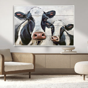 Vintage Baby and Mom Cattle Wall Art Canvas Print