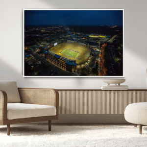 Michigan Stadium Night Game Wall Art – Sports Arena Aerial