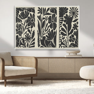 Modern Botanical Wall Art - Floral Black and White Canvas
