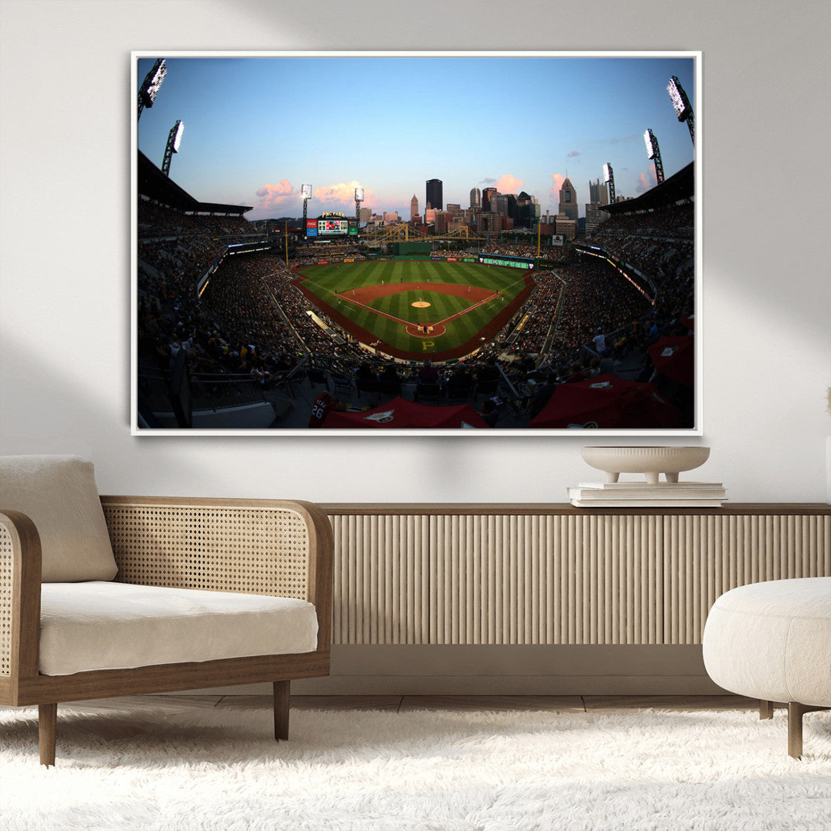 PNC Park Evening Game Triple Canvas Wall Art - Pittsburgh