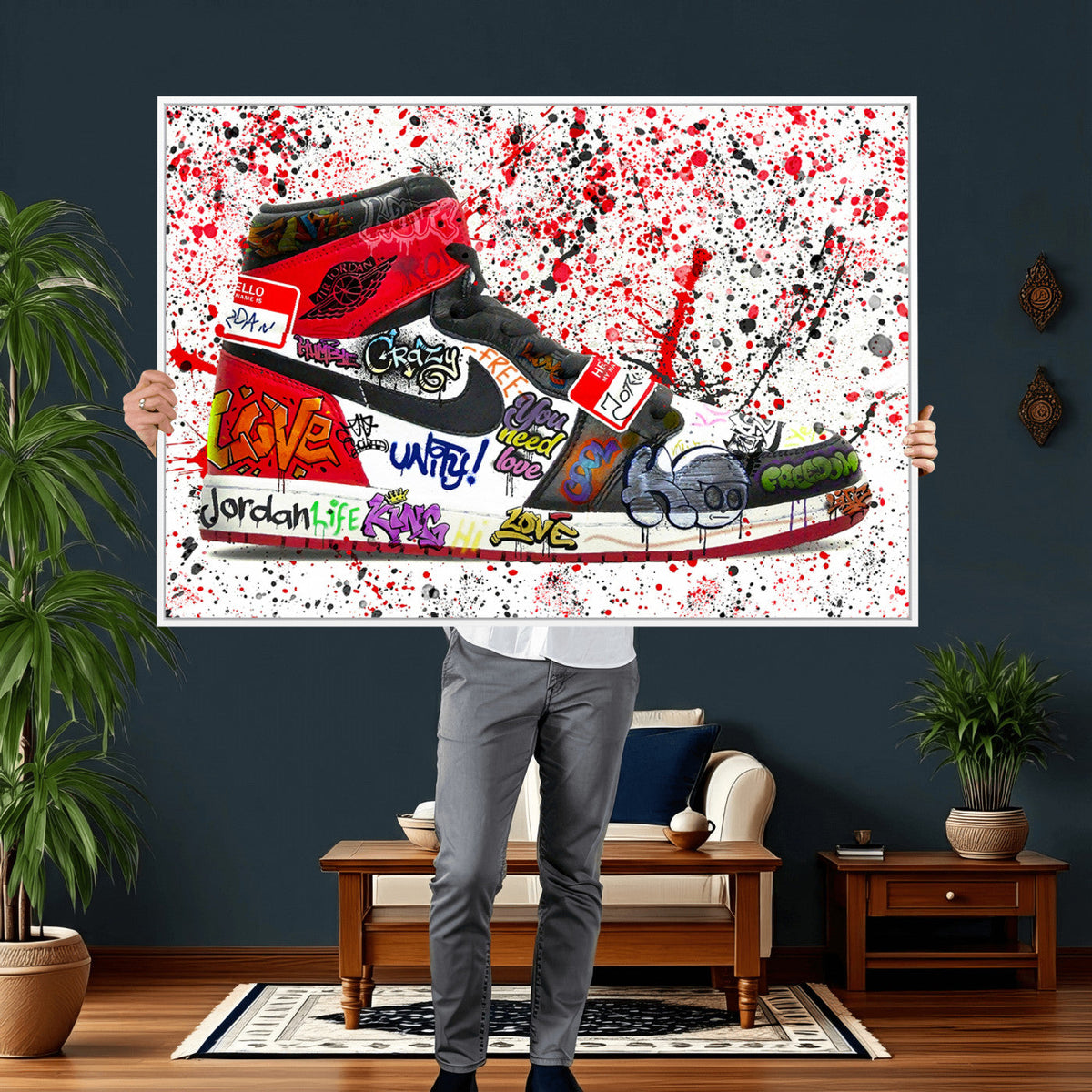 Jordan Shoes Graffiti Wall Art Canvas Print- Jordan Graffiti