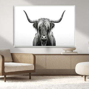 Highland Wall Art Canvas Print – Minimalist Black and White