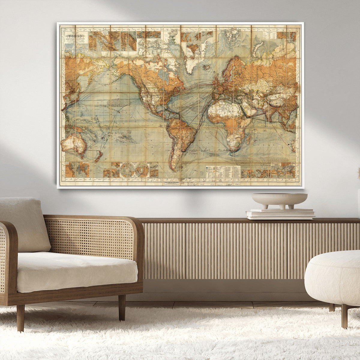 Push Pin World Map Canvas Print – Travel Tracker Wall Art