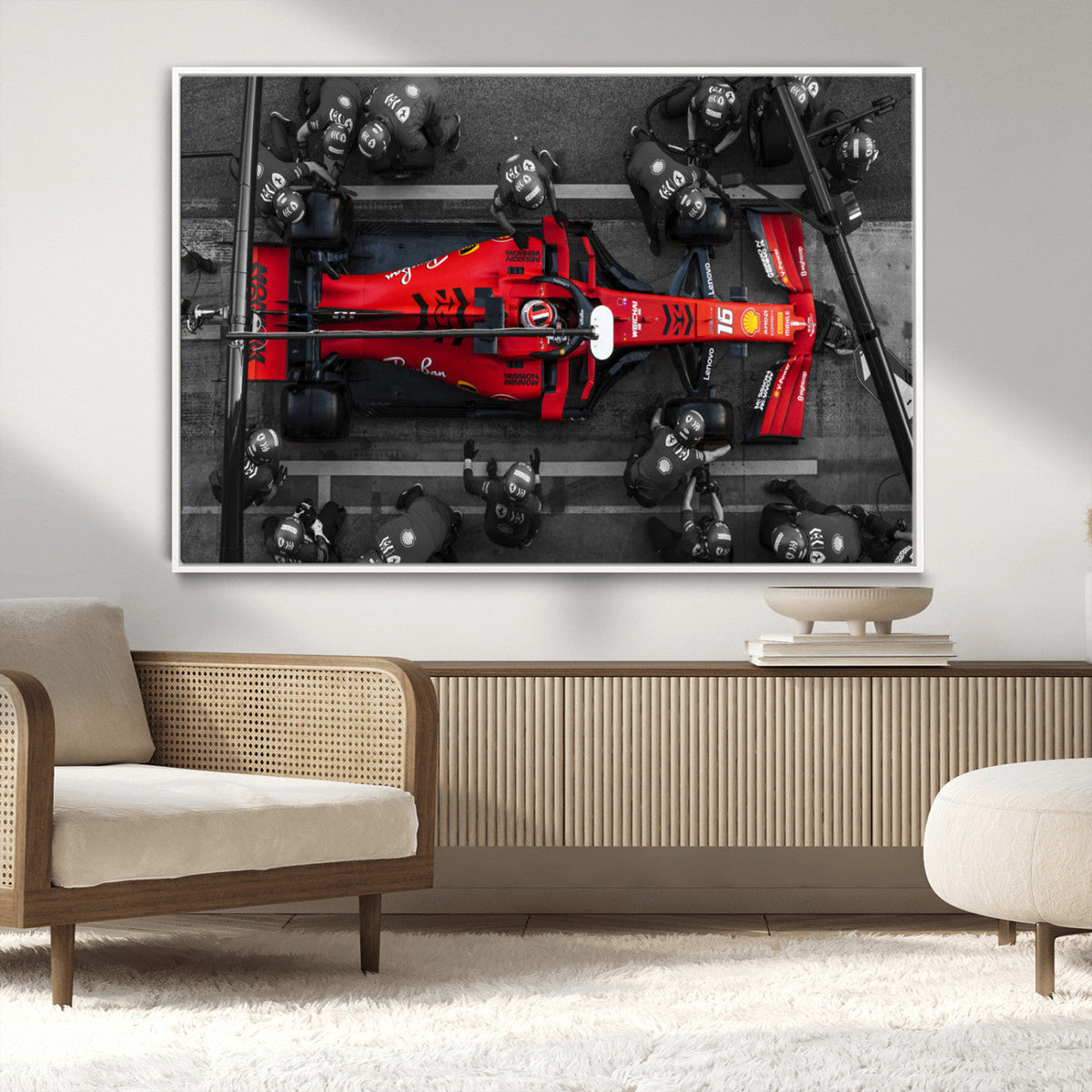 Ferrari Pit Stop Canvas Wall Art – Precision and Speed