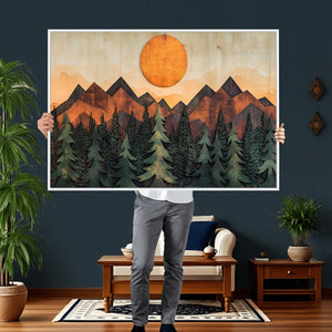 Sunset Mountain Landscape Canvas Wall Art Print - Nature