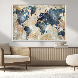 World Map Canvas Print – Framed Wall Art for Couples,