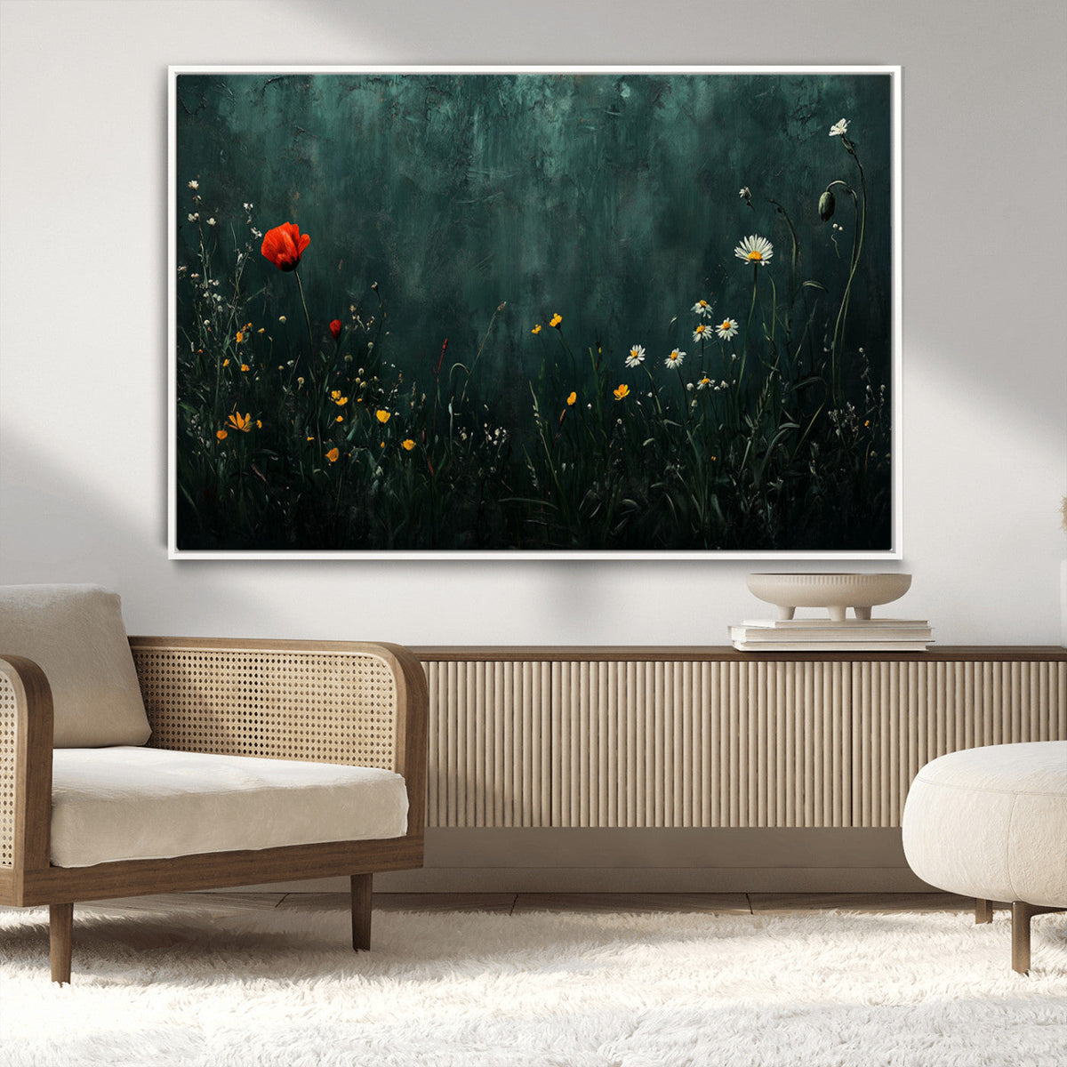 Wildflower Field Framed Wall Art, Vintage Botanical