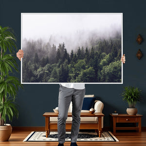 Misty Forest Wall Art | Foggy Forest Canvas Print | Large